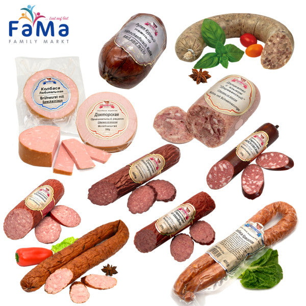 Wurst-Set 10+1 GRATIS ca.3,9kg Krakauer Landwurst Brühwurst Leberwurst usw. НАБОР КОЛБАСНЫЙ
