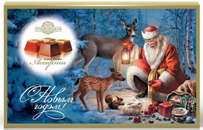 240g Pralinen Weihnachtsmann und Waldtiere // Набор конфет Дед Мороз и лесные животные