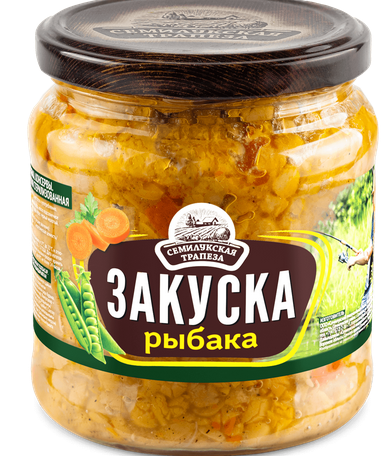 460g Semiluki Gemüsezubereitung mit Erbsen,Fischmann // Oвощная Закуска рыбака