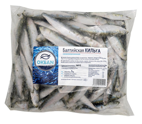 1 kg Okean Baltische Strömlinge unausgen. m Kopf voll IQF // Океан Балтийская килька непотрашенная