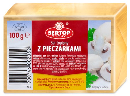 100g Sertop Schmelzkäse mit Champignons // Сыр плавленый с шампиньонами 