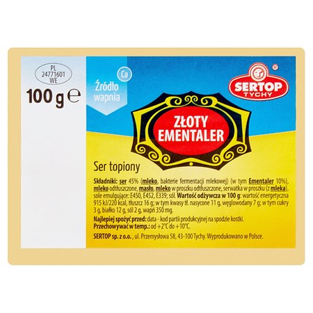 100g Sertop Schmelzkäse Goldener Emmentaler // Сыр плавленый Золотой Эмменталь
