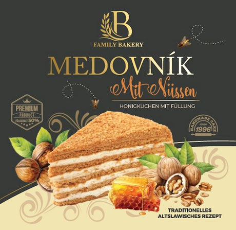 750g Family Bakery Altböhmische Honigtorte - Medovik mit Nüssen -18°C tk // Старочешский медовик с орехам