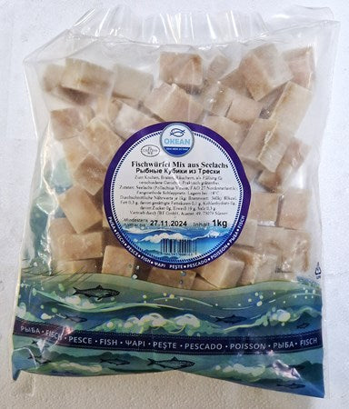 1kg Fischwürfel aus Seelachs  -18°C // Рыбные кубики из сайды