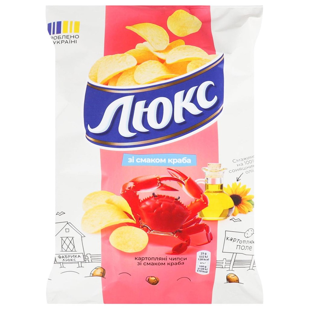 125g  Lux Chips mit Krabbenaroma // Люкс Чипсы рифленые со вкусом краба