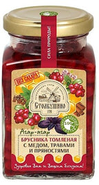250g Stolbushino Preiselbeeren m Honig/Kräutern oh Zucker // Брусника томленая с мёдом, травами и пряностями