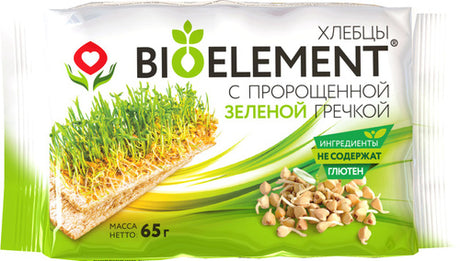 65g Dr. Grain Knäckebrot mit gekeimtem grünem Buchweizen  // Dr. Grain БиоЭлемент с Пророщенной Зеленой Гречкой