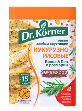 100g Dr. Körner Reis/Maiswaffel m Quinoa/Leinsamen/Rosmar // Хлебцы с семенами льна, киное и розмарином
