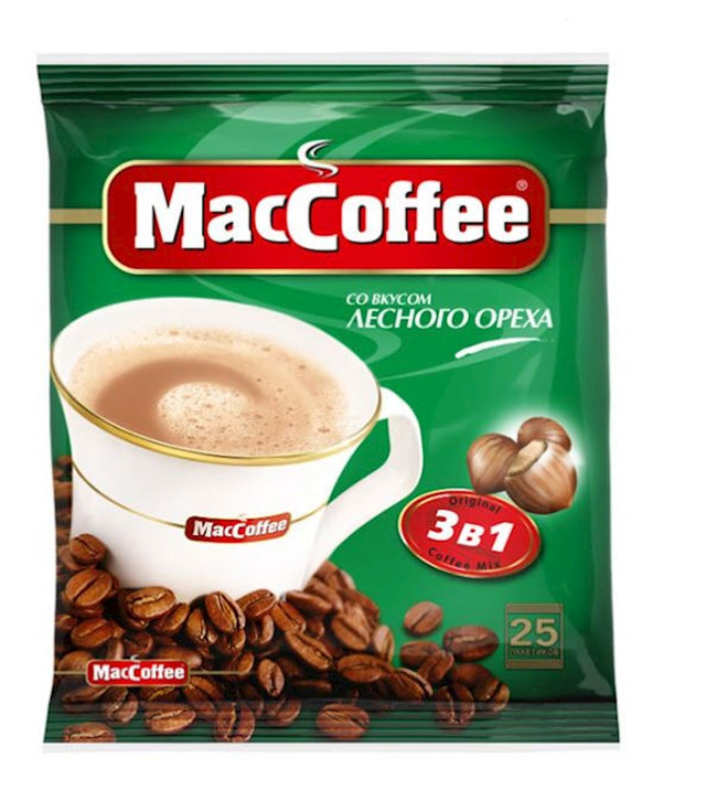450g MacCoffee Instant-Kaffeedrink mit Haselnuss 25er Pack // Растворимый кофейный напиток (3 в 1) с орехом