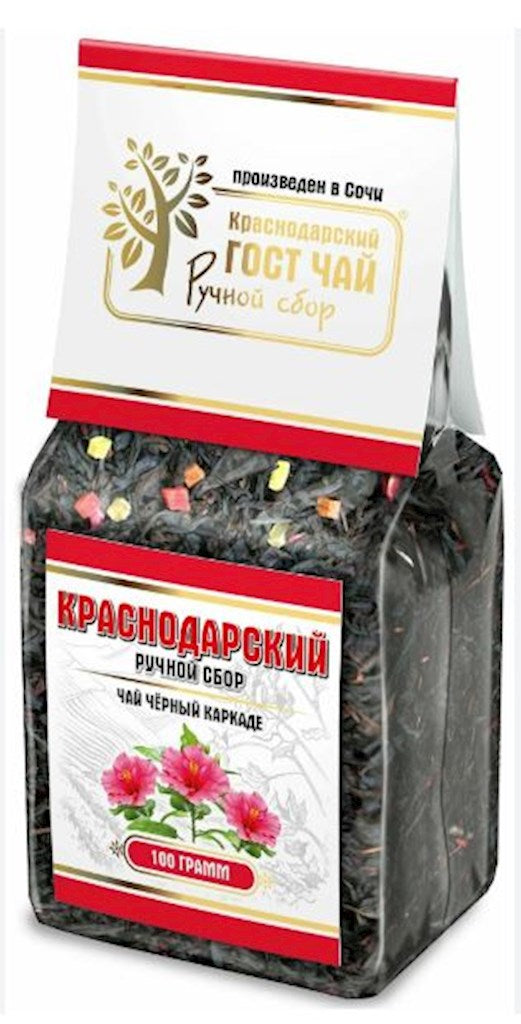 100g KrasnodarGostTee Schwarzer Tee „Karkade“   // Черный чай «Каркаде» 