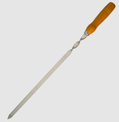 Grillspieß 60 cm mit Holzgriff 13 cm, Edelstahl 2 mm 1st // Шампур 60 см с деревянной ручкой 13 см, нержавеющая сталь 2 мм