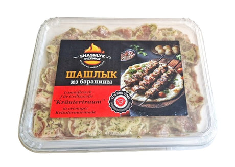 1,0 kg PICKNICK Schaschlik Lamm Halal "Kräutertraum" -18°C // Шашлык из баранины халяль зелень/сливки
