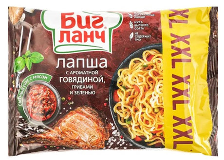 100g Big Lunch Nudel mit Rindgeschm. Pilze, Kräuter XXL // Биг Ланч Лапша со вкусом говядины, с грибами и зеленью