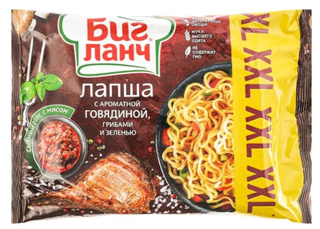 100g Big Lunch Nudel mit Rindgeschm. Pilze, Kräuter XXL // Биг Ланч Лапша со вкусом говядины, с грибами и зеленью