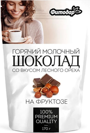 170g Fitodar "Heiße VollMilch mit Haselnuss" mit Fructose // Какао-напиток "Горячий шоколад МОЛОЧНЫЙ с ореха" на фруктозе