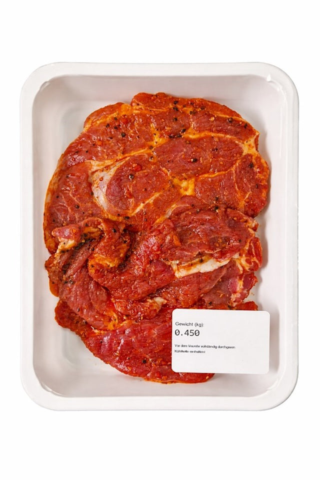ca.400g Schweinenackensteak mariniert  BBQ // Стейк из свиной шеи маринованный BBQ 