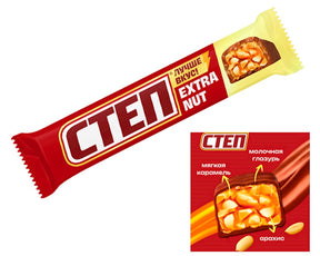 47g Slavjanka Schokoriegel „Step  Extra Nut“ // Батончик "Степ" Extra Nut с Арахисом и Карамелью