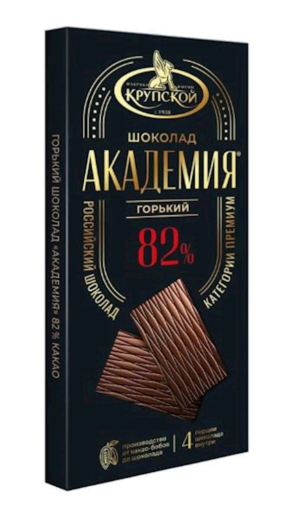88g Krupskaja Dunkle Schokolade Academy 70% Kakao // Горький шоколад Академия 82% какао