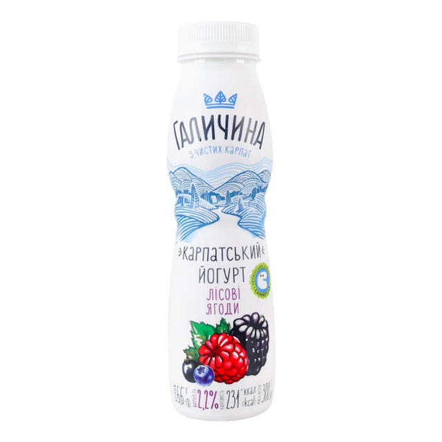 300g Galychyna Drink Joghurt mit Waldbeerengeschmack 2,2% Fett // Напиток «Йогурт Лесные ягоды » 2,2% 