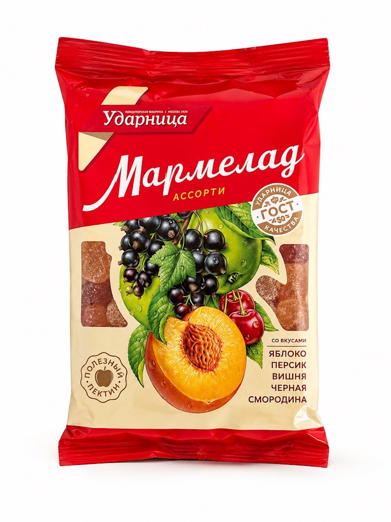 275g Udarniza Gele   Apfel/Pfirsich/Kirsche/Johannisbeere // Мармелад желейный Яблоко/Персик/вишня/ч.смородина