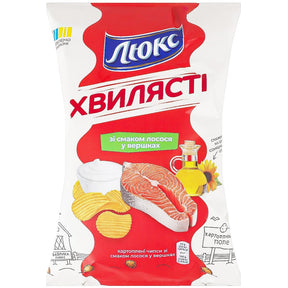125g  Lux Chips mit Lachsgeschmack in Sahnesauce // Люкс Чипсы со вкусом лосося в сливках