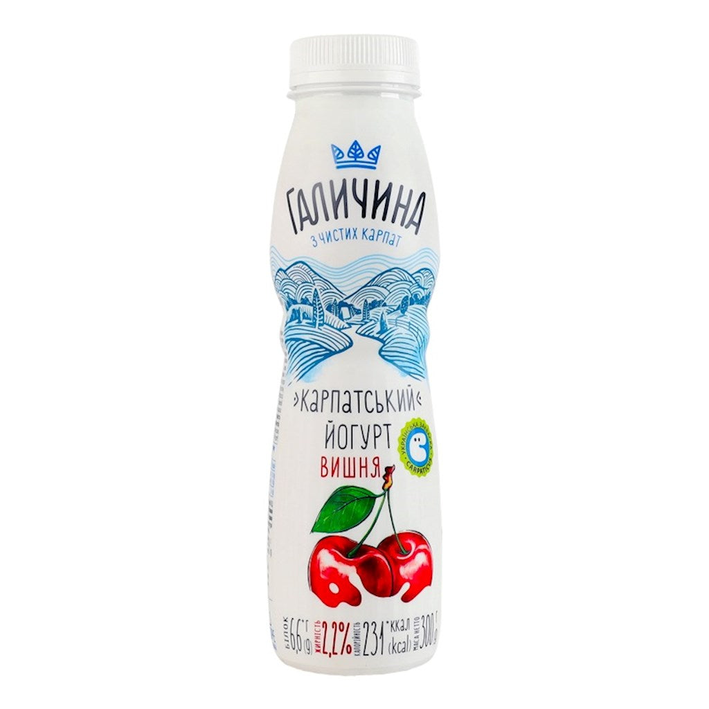 300g Galychyna Trinkjoghurt Kirschzuberetung 2,2% Fett // Йогурт «Вишня»