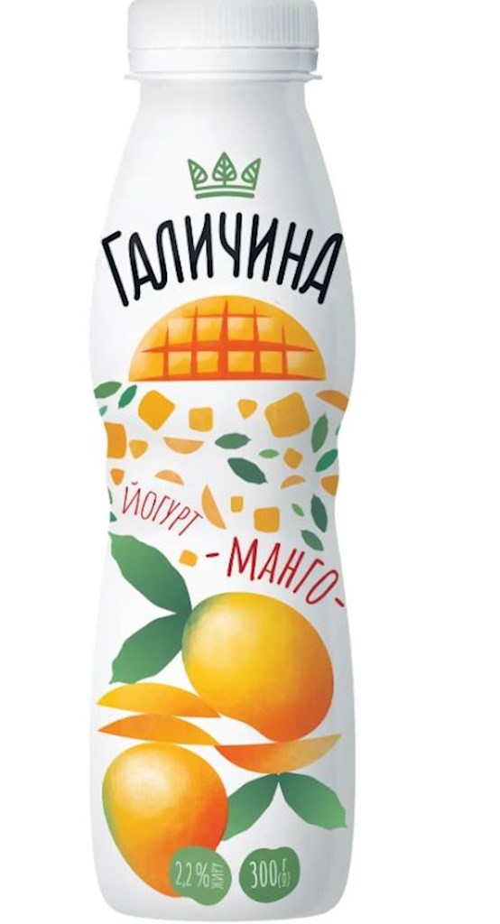 300 г питьевого йогурта «Галичина» Абрикос 2,2% жирности // Напиток «Йогурт-абрикос» 2,2%