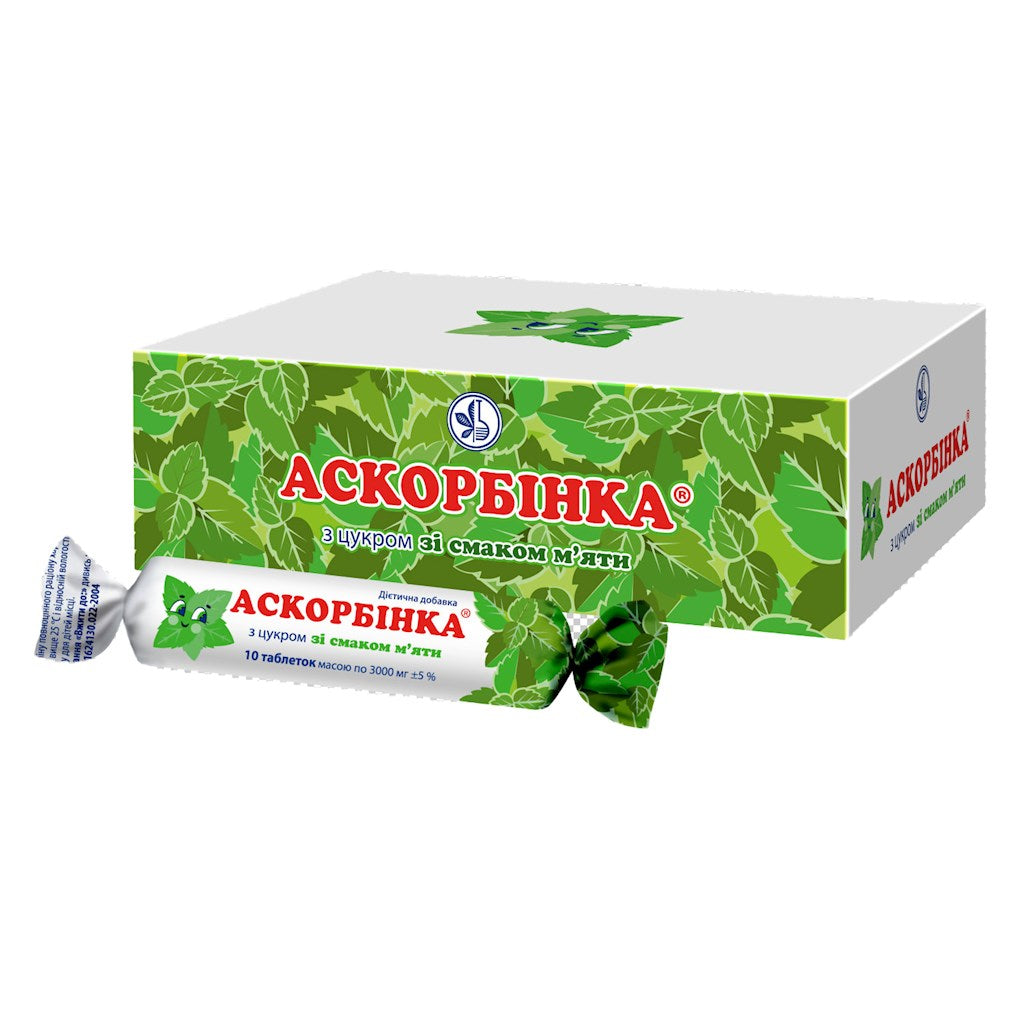 25g Askorbinka Dragees mit Minzgeschmack und VitaminC // Аскорбинка со вкусом мяты