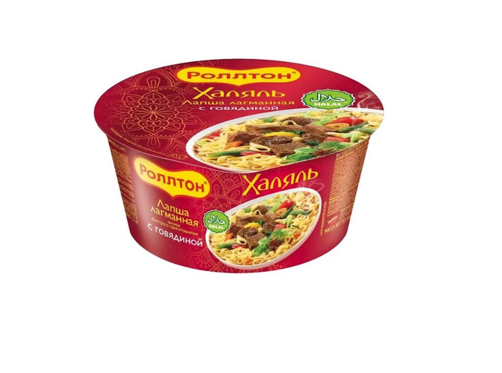 90г Лапша быстрого приготовления Rollton Халяль со вкусом говядины