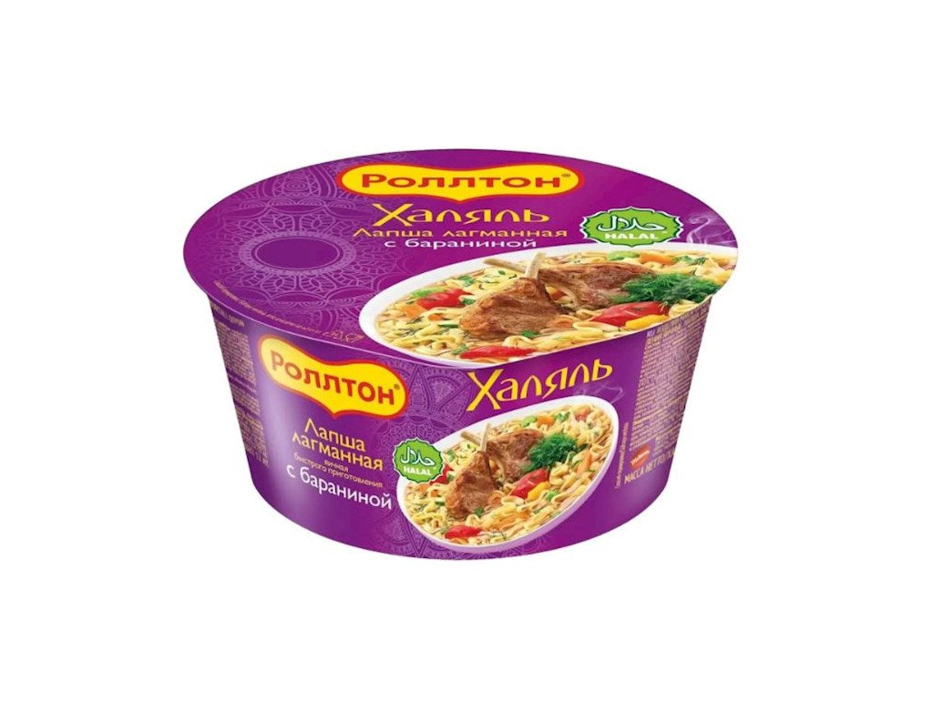 90g Rollton Instant-Nudeln Halal mit Lamm, Becher // Роллтон Лапша Халяль лагманная с вкусом баранины