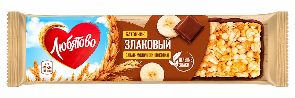 27g Lyubyatovo  Getreideriegel Banane mit Milchschokolade // Злаковый батончик «Банан с молочным шоколадом»