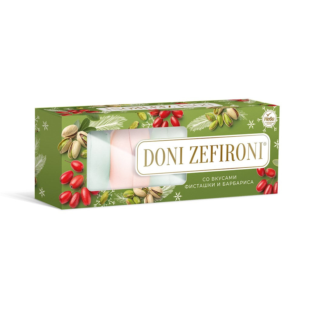 210 г зефира Neva Sevir со вкусом шоколада и фисташек // Зефир Doni Zefironi со вкусом фисташки глазированный