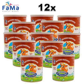 12x 360g KiK Kondensmilch gezuckert karamellisiet 8,5% Fett aus Vollmilch//Варенка сгущенка вареная