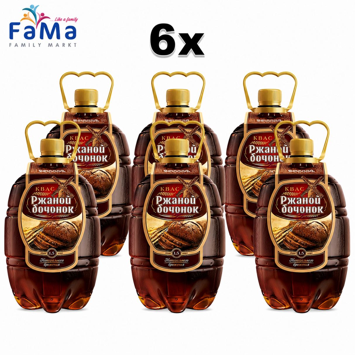 6er Pack Kwas Roggen Fass // Квас Ржаной бочонок