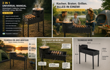 2 in 1 Universalgrill - Mangal mit Utschak 3cm Stahl Ø 46cm 10 L Kasan BBQ Grill Equipment 
