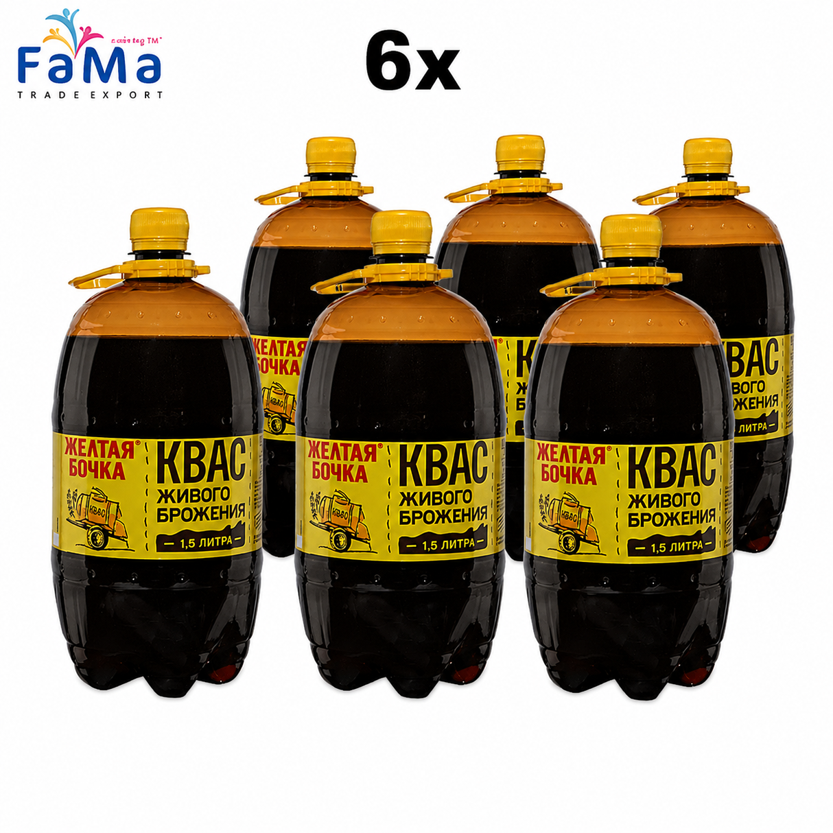 6er Pack Gelbes Fass, Kwas // Квас Желтая Бочка живого брожения