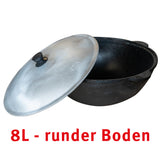 Ø 34cm 8 Liter Gusseisen Topf mit Deckel runder Boden Kasan Asia Wok Pilaw Plov auch für den Herd 