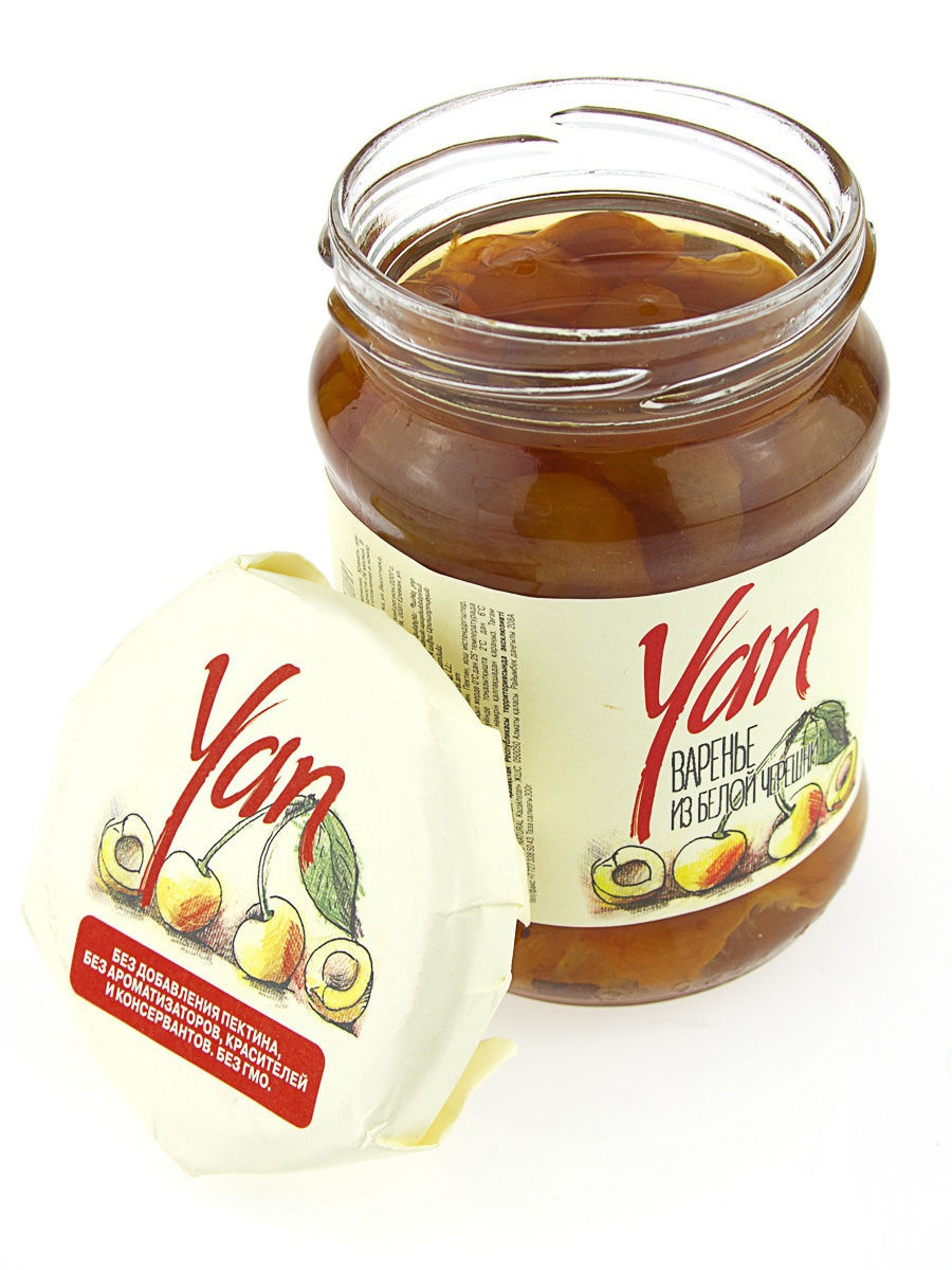 300g KONFITÜRE WEISSKIRSCHEN in ZUCKERSIRUP NACH ARMENISCHER ART БЕЛАЯ ЧЕРЕШНЯ В САХАРНОМ С