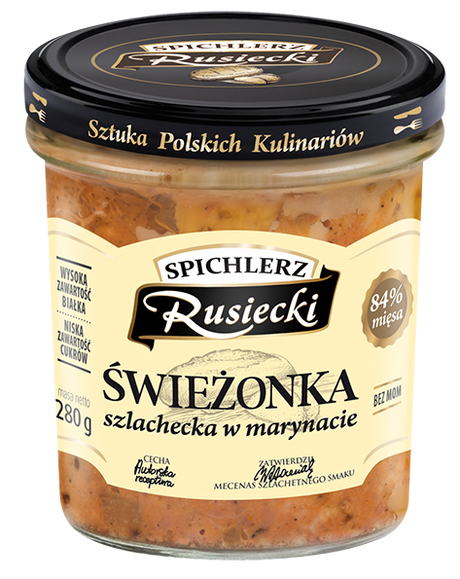 280g SCHWEINFLEISCH IN MARINADE Spichlerz Rusiecki Szlachecka w marynacie СВИНИНА В МАРИНАДЕ