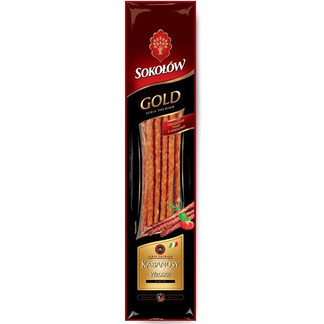 280g Sokolow Gold Kabanosy wloskie Cabanossi EXTRA DÜNN Kabanosi СОКОЛОВ ПОЛЬСКИЕ КОЛБАСЫ КАБАНОССИ