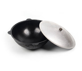 Ø 52cm 22 Liter Gusseisen Topf mit Deckel Kasan runder Boden Asia Wok Pilaw Plov // Узбекский Казан с круглое дно