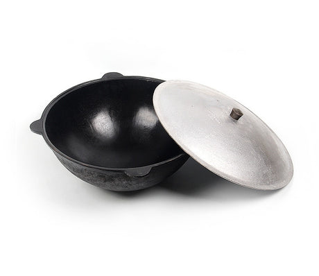 Ø 52cm 22 Liter Gusseisen Topf mit Deckel Kasan runder Boden Asia Wok Pilaw Plov // Узбекский Казан с круглое дно