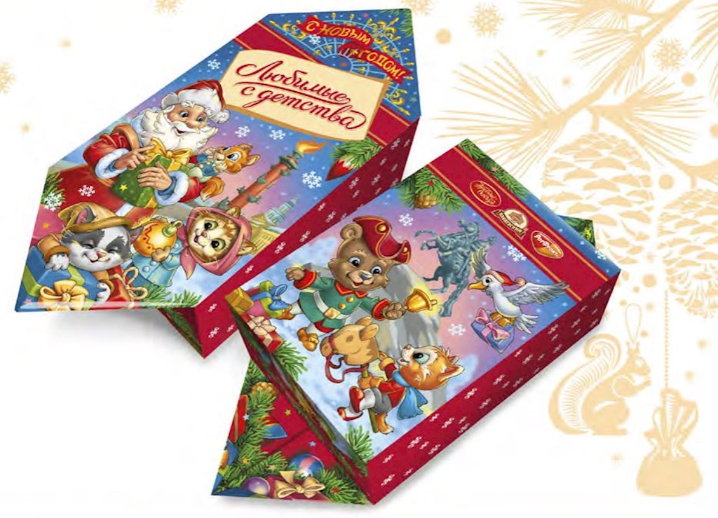 350g OK Neujahrsgeschenk „Lieblingssüßigkeiten Konfeta"/ ОК Набор кондитерский подарочный Любимые с детства "Конфета"