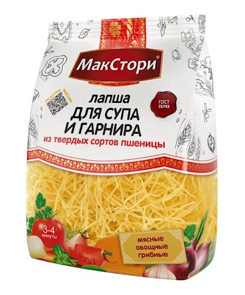 250g MacStory Schnittnudel für Suppe aus Hartweizenmehl //МакСтори Лапша для супа и гарнира