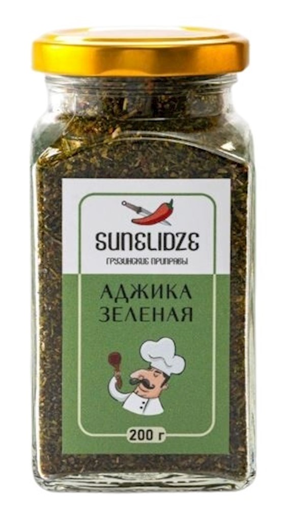 200g Sunelidze Würzmischung Adjika grün, scharf // Приправа Аджика зеленая, острая 200g Sunelidze Würzmischung Adjika grün, scharf // Приправа Аджика зеленая, острая