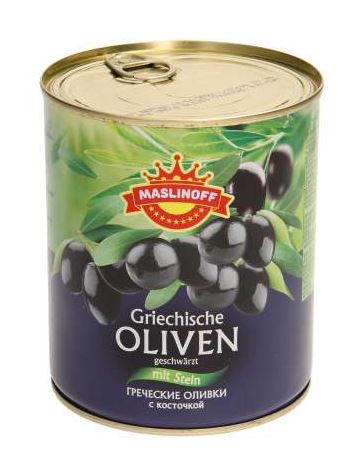 820g Griechische Oliven mit Stein, geschwärzt // Греческие оливки с косточкой