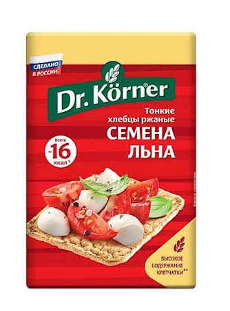 100g Dr. Körner Dünnes Knäckebrot mit Leinsamen // Хлебцы Тонкие ржаные с семенами льна