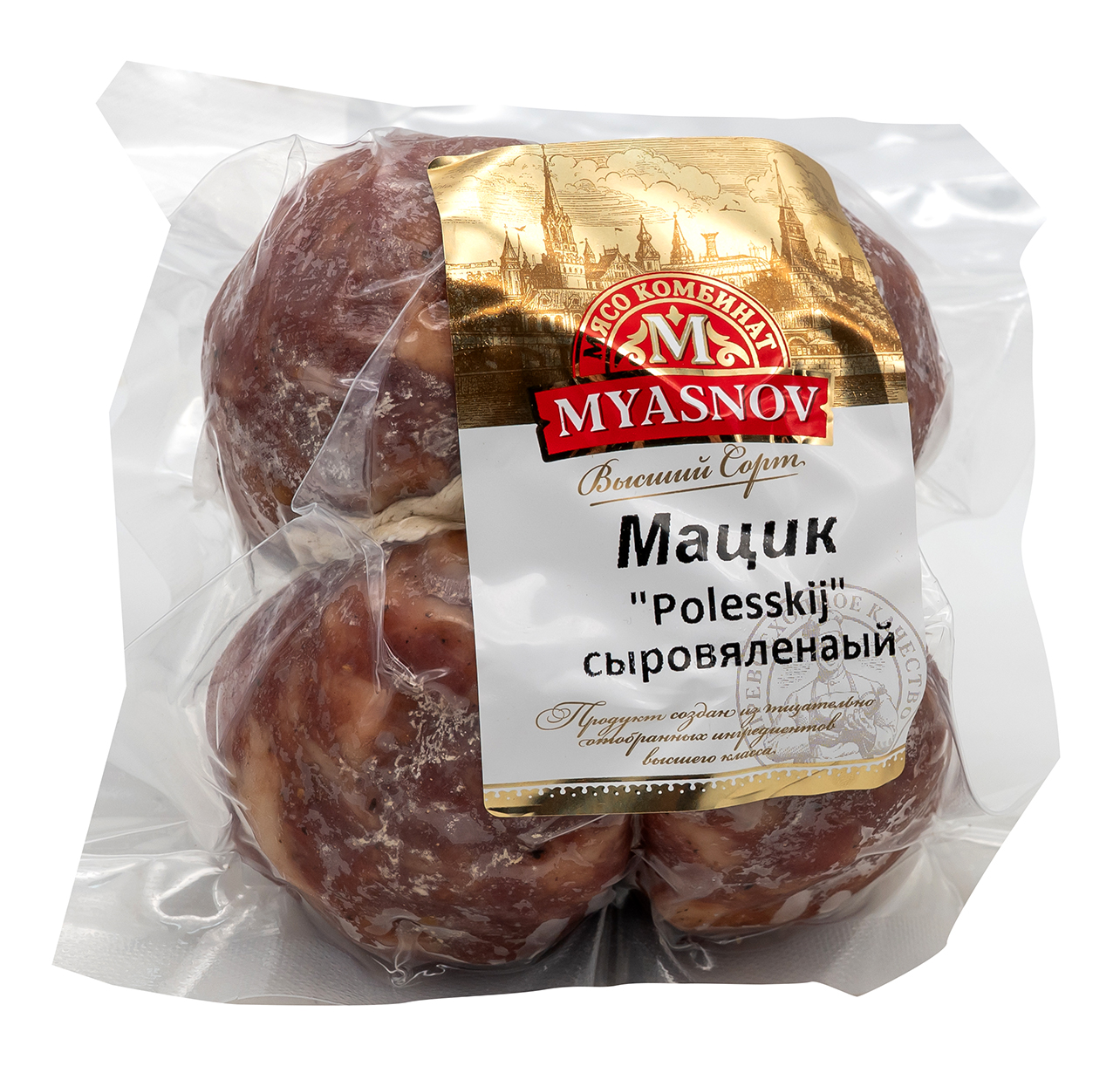 MYASNOV Schweine-Rohwurst Mazyk "Polesskij" ca.600g // Сыровяленые Колбаса из Свинины Мацик Полесский