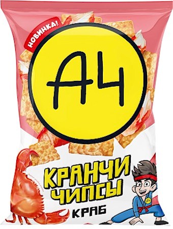 80g A4 Knusprige Chips mit Krabbengeschmack // A4 Кранчи Кукурузные Чипсы со вкусом краба 