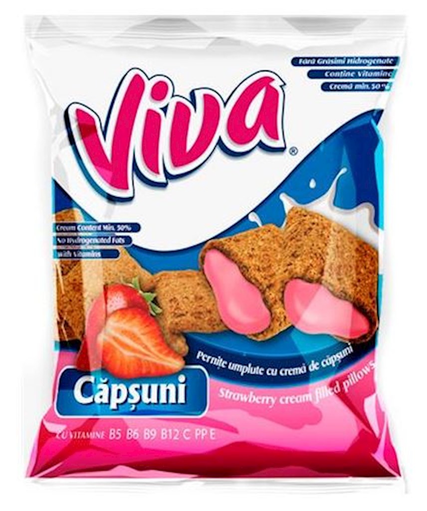 100g (RO) Viva Getreidekissen gefüllt mit Erdbeercreme  // Подушки с клубничным кремом 100g (RO) Viva Getreidekissen gefüllt mit Erdbeercreme  // Подушки с клубничным кремом